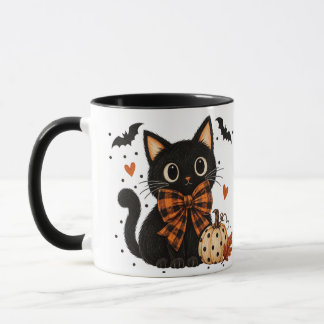 Süße schwarze Katze und Kürbis Halloween-Tasse Tasse