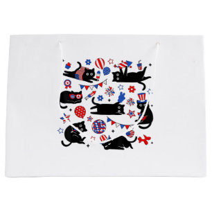 Süße schwarze Katze USA-Flagge Feuerwerk patriotis Große Geschenktüte