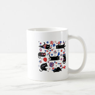 Süße schwarze Katze USA-Flagge Feuerwerk patriotis Kaffeetasse