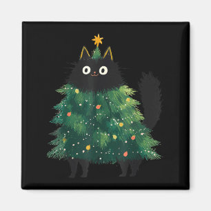 Süße schwarze Katze Weihnachtsbaum Lustiger Katzen Magnet