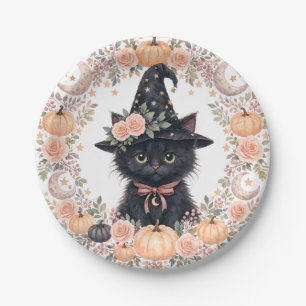 Süße schwarze Katzen Halloween-Papierteller Pappteller