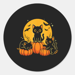 Süße schwarze Katzen-Kürbis-Halloween-Kostüme Männ Runder Aufkleber