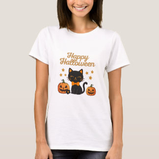 Süße schwarze Katzen-Kürbisse Frohes Halloween Ste T-Shirt