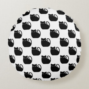 Süße schwarze Katzen Muster Rundes Kissen