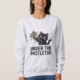 Süße schwarze Katzen-Pflanze Feiertags-Cartoon Wei Sweatshirt