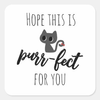 Süße schwarze Katzen-Pun-Schrift Quadratischer Aufkleber