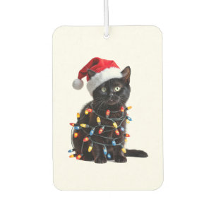 Süße schwarze Katzen-Santa-Weihnachtslichter-Miau- Autolufterfrischer