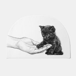 Süße schwarze Katzenhandshake Fußmatte | Sanfte Be
