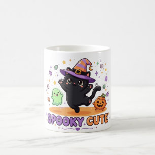 Süße schwarze Katzenhexe Halloween Kaffeetasse