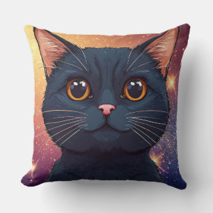 Süße schwarze Katzenillustration Kissen
