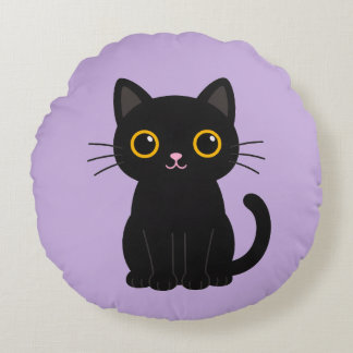 Süße schwarze Katzenillustration Kissen & Wandkuns