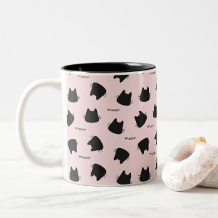 Süße schwarze Katzenmuster Rosa Meow Kitty Zweifarbige Tasse