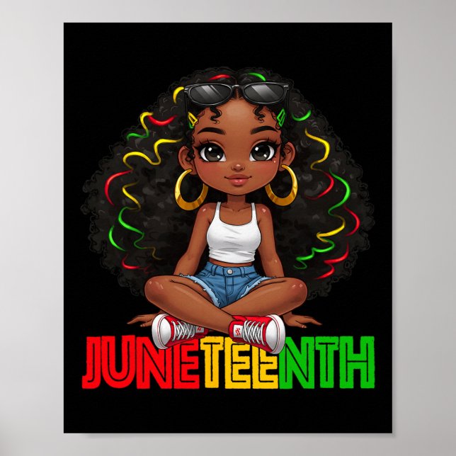 Süße schwarze Mädchen feiern Juneteenth 1865 Kinde Poster (Vorne)