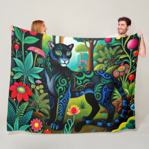 Süße schwarze Panther-Großkatze Fleecedecke