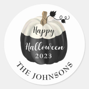 Süße schwarze und weiße Kürbis-Frohe Halloween 202 Runder Aufkleber