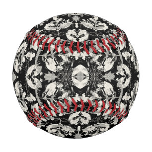 Süße schwarze weiße abstrakte Blätter-Muster Case- Baseball