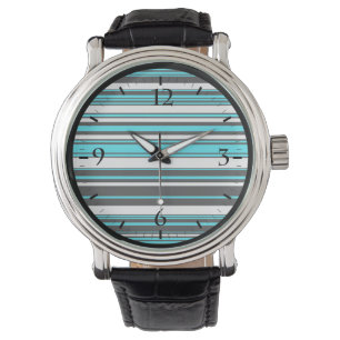 Süße schwarze weiße aqua Streifen Armbanduhr