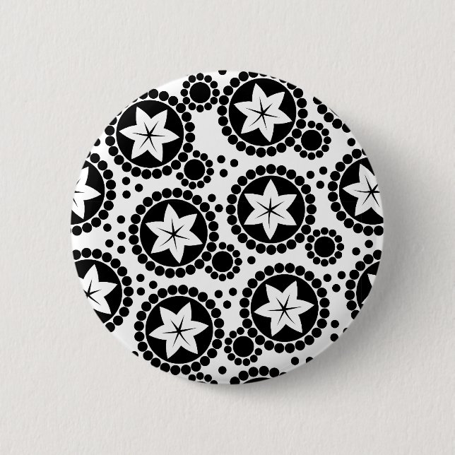Süße schwarze weiße Blumen Knopf Button (Vorderseite)