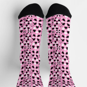 Süße schwarze weiße Blumen Socken