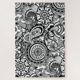 Süße schwarze weiße floral paisley