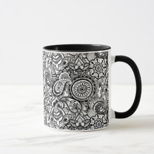 Süße schwarze weiße floral paisley tasse