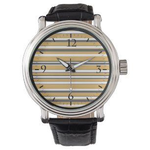 Süße schwarze weiße goldene Streifen sehen aus Armbanduhr