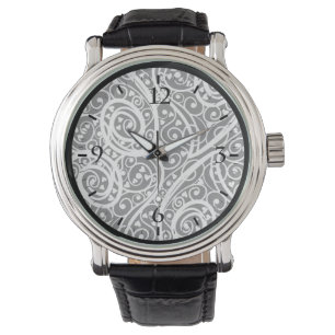 Süße schwarze weiße Herzen Liebes Hintergrund Desi Armbanduhr