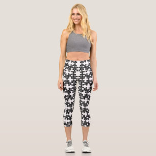 Süße schwarze weiße Hex-Datenmuster Capri-Leggings Capri Leggings