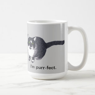 Süße schwarze weiße Katze im Pointillismus Purr-fe Kaffeetasse