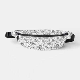 Süße schwarze weiße nahtlose Blumenmuster Bauchtasche