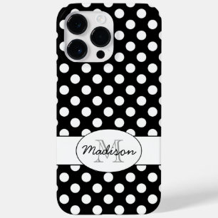 Süße schwarze weiße Tupfen Retro-Muster Monogramm Case-Mate iPhone Hülle