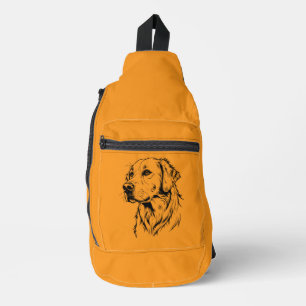 Süße schwarze Welpen-Skizze auf gelber Drawstring- Crossbody Bag