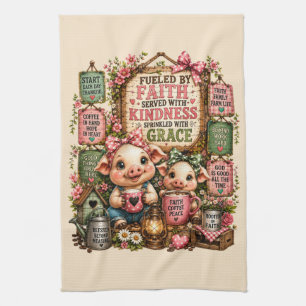 Süße Schweine mit Sprüchen/Christlich Geschirrtuch