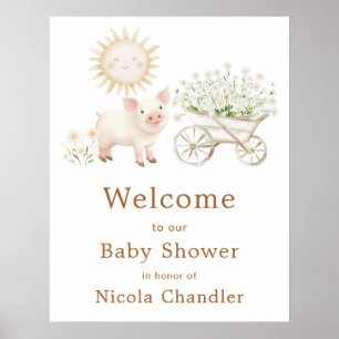 Süße Schweine-Schubkarre-Baby-Show-Baby-Shower-Wil Poster