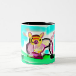 Süße Schweinekunst Zweifarbige Tasse