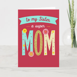 Süße Schwester Tag Glitter Mama Karte