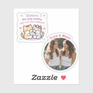 Süße Schwestern Einfache moderne Zitate Foto Name  Aufkleber