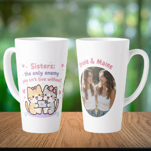 Süße Schwestern Einfache moderne Zitate Foto Name Milchtasse