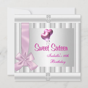 Süße Sechzehn 16. Eleganter Juwel Weiß Pink Einladung