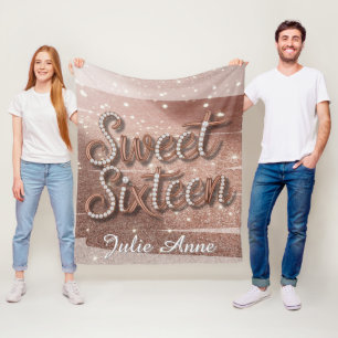Süße Sechzehn Geschenk in Roségold und Perlen Fleecedecke