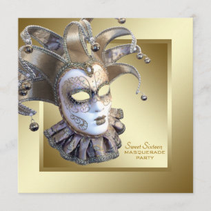 Süße Sechzehn Goldene Maskenball-Party Einladung