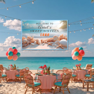 Süße sechzehn Hawaiianische Luau Seestern Perlen Banner