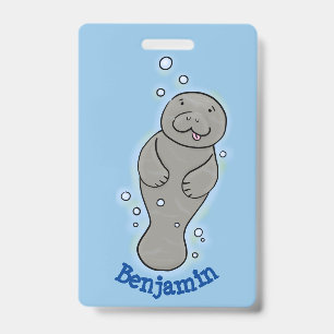 Süße Seekuh-Baby-Blasen-Illustration Ausweis