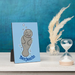 Süße Seekuh mit Blasen Illustration Fotoplatte