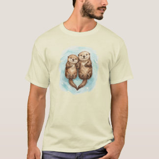 Süße Seeotter Herz Aquarell-Illustration T-Shirt