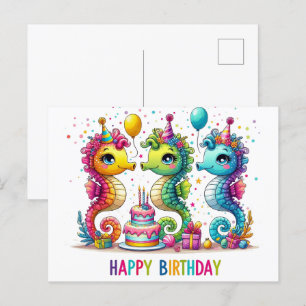 Süße Seepferdchen Alles Gute zum Geburtstag Postka Postkarte