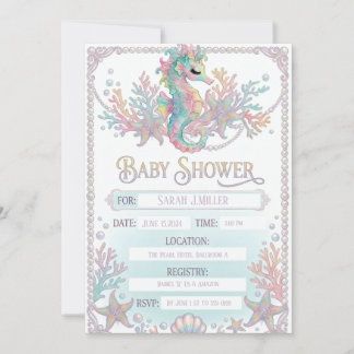 "Süße Seepferdchen-Baby-Shower-Einladung Einladung
