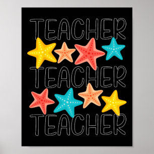 Süße Seestern-Lehrerin Ozean-Tier Sommerferien Poster