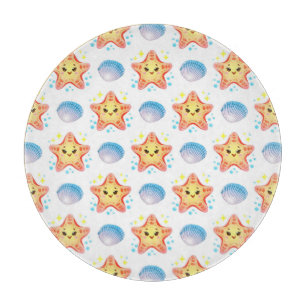 Süße Seesterne und Muscheln Schneidebrett