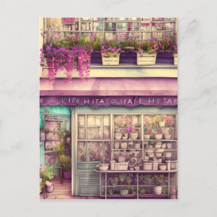 Süße Shabby-Chic-Café-Grafik Postkarte